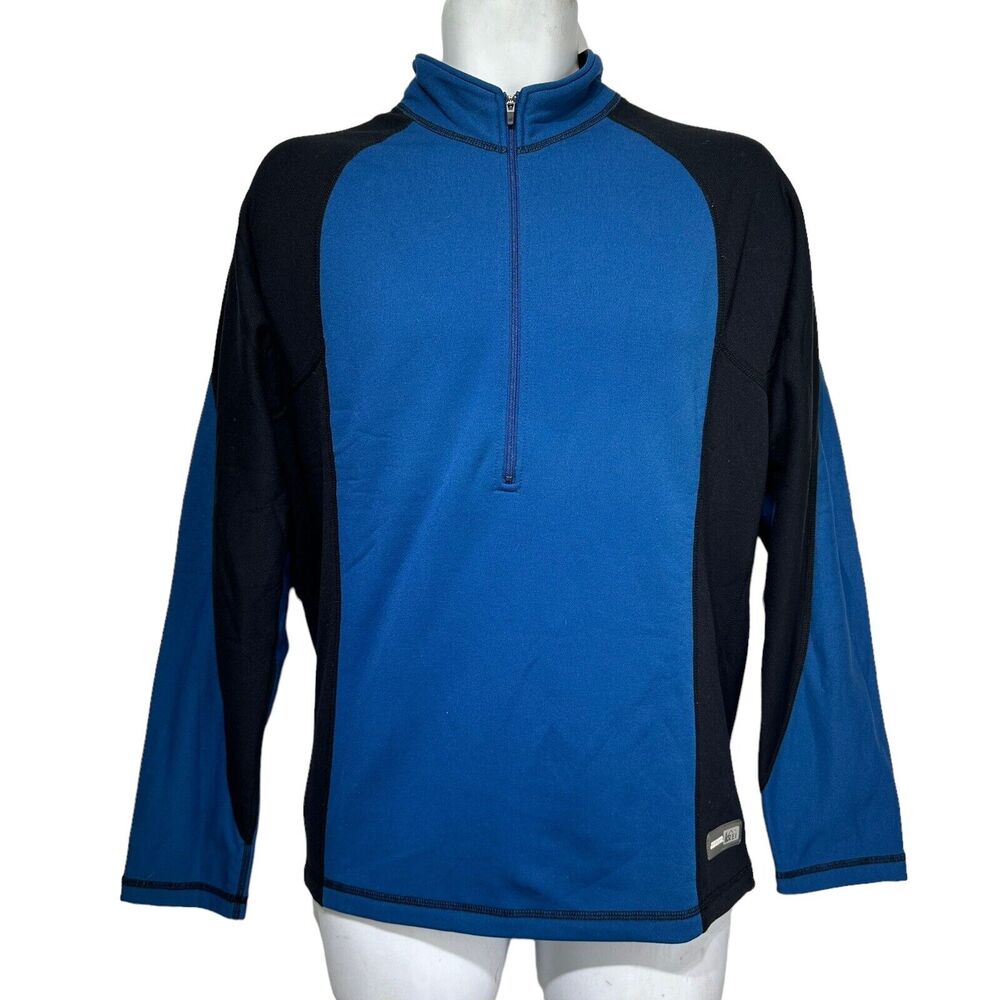 REI Jacket Mens Large Blue Soft Shell Quarter Zip Pullover Casual Long Sleeve